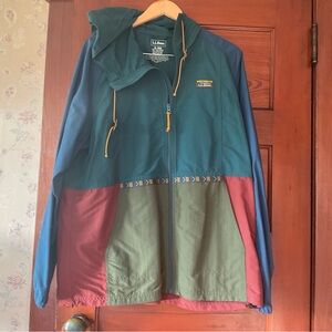 L.L. Bean Men's Colorblock Windbreaker - Teal, Olive, Burgundymens llbesn full.